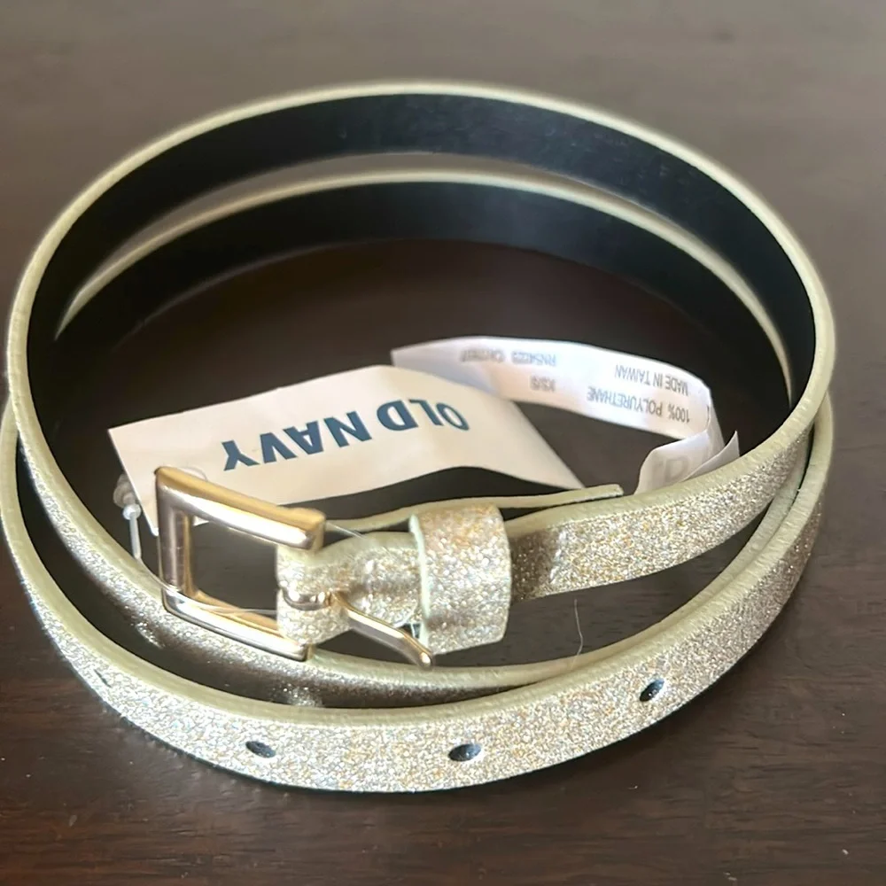 Glitter Skinny Belt Old Navy Champagne XS/S NWT 1/2 Inch